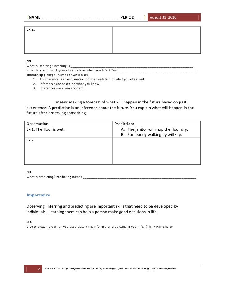 How are observations inferences and predictions related to one another