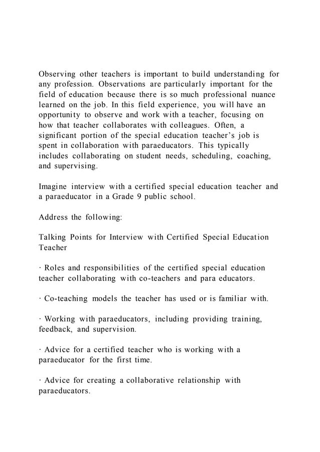 Observing other teachers is important to build understanding for