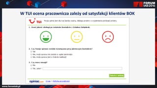 Jak wybrać 45 najlepszych
prezentacji na FORUM?
Jak wybrać 45 najlepszych
prezentacji na FORUM?
W TUI ocena pracownicza zależy od satysfakcji klientów BOK
 