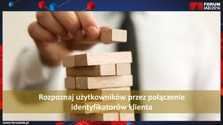 Jak wybrać 45 najlepszych
prezentacji na FORUM?
Jak wybrać 45 najlepszych
prezentacji na FORUM?
Rozpoznaj użytkowników przez połączenie
identyfikatorów klienta
 