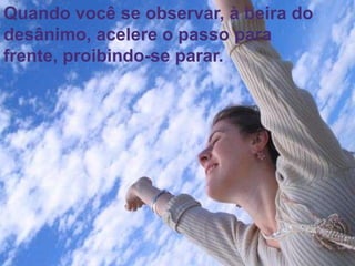 50
Quando você se observar, à beira do
desânimo, acelere o passo para
frente, proibindo-se parar.
 
