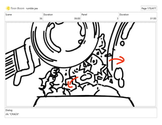 Scene
36
Duration
06:00
Panel
3
Duration
01:00
Dialog
sfx: *CRACK*
rumble jaw Page 179/477
 