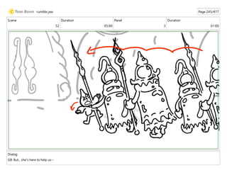 Scene
52
Duration
05:00
Panel
3
Duration
01:00
Dialog
GB: But... she's here to help us--
rumble jaw Page 245/477
 