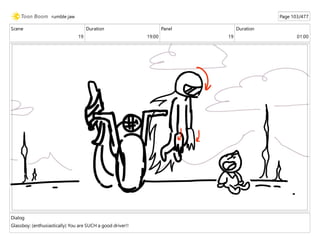 Scene
19
Duration
19:00
Panel
19
Duration
01:00
Dialog
Glassboy: (enthusiastically) You are SUCH a good driver!!
rumble jaw Page 103/477
 