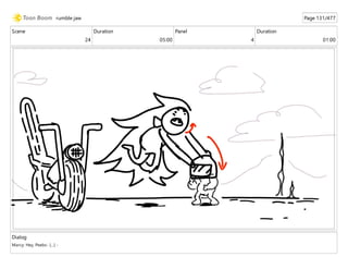 Scene
24
Duration
05:00
Panel
4
Duration
01:00
Dialog
Marcy: Hey, Peebs- [...] -
rumble jaw Page 131/477
 