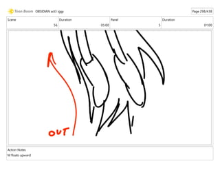 Scene
56
Duration
05:00
Panel
5
Duration
01:00
Action Notes
M floats upward
OBSIDIAN act3 iggy Page 298/438
 