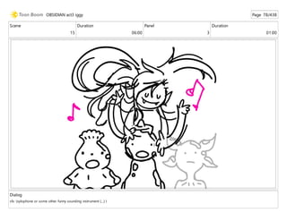 Scene
15
Duration
06:00
Panel
3
Duration
01:00
Dialog
sfx: (xylophone or some other funny sounding instrument [...] )
OBSIDIAN act3 iggy Page 78/438
 