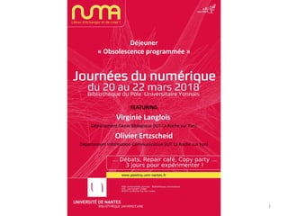 Déjeuner
« Obsolescence programmée »
FEATURING
Virginie Langlois
Département Génie Biologique (IUT La Roche sur Yon)
Olivi...