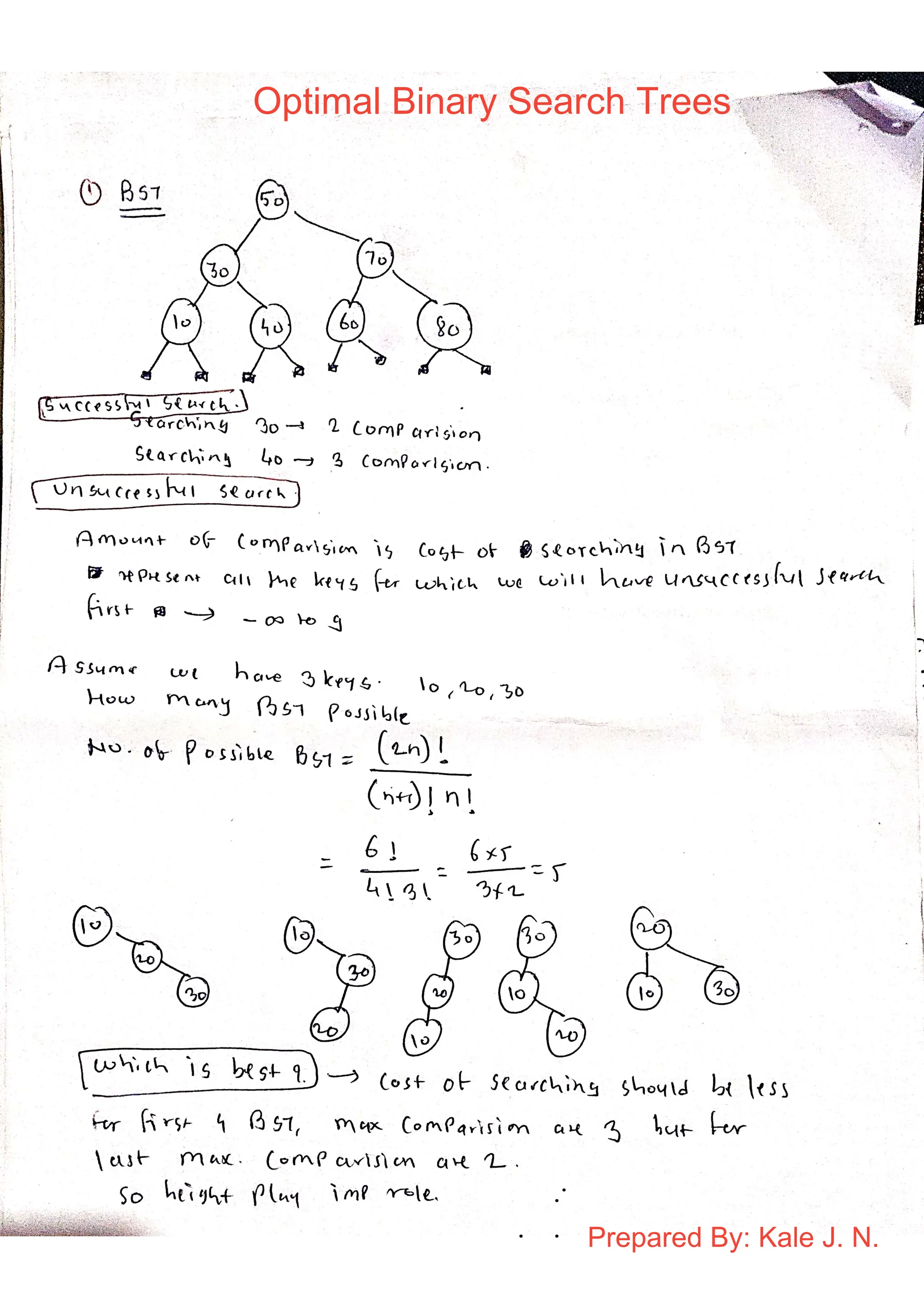 Constructing Optimal Binary Search Tree step by step | PDF