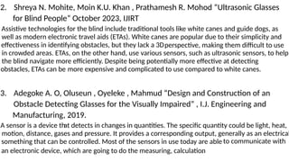 Obstacle Detecting Smart Glasses for Visually Impaired Using Sensors | PPTX