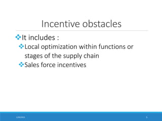 Incentive Function Obstacles to Cordination in a Supply Chain | PPTX