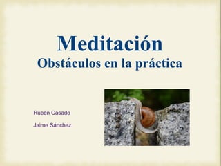 Meditación
Obstáculos en la práctica
Rubén Casado
Jaime Sánchez
 