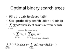 Comprehensive Analysis and Computation of Optimal Binary Search Trees | PPT