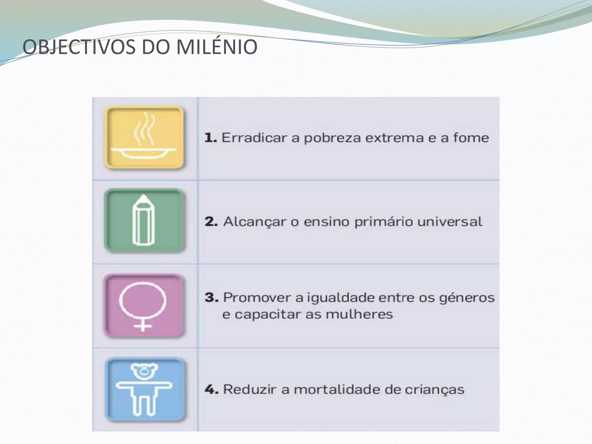 OBJECTIVOS DO MILÉNIO
 