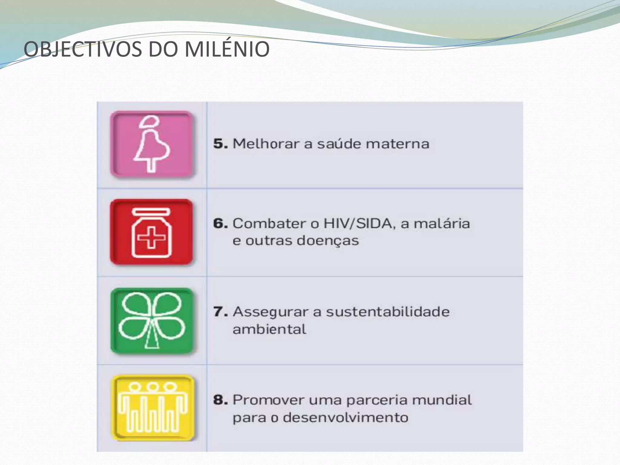 OBJECTIVOS DO MILÉNIO
 