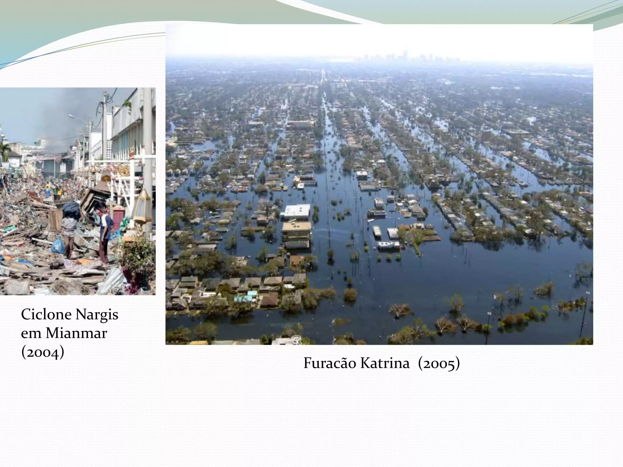 Ciclone Nargis
em Mianmar
(2004)
Furacão Katrina (2005)
 