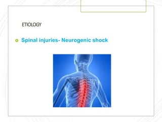 ETIOLOGY
 Spinal injuries- Neurogenic shock
 
