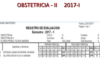 OBSTETRICIA - II 2017-IOBSTETRICIA - II 2017-I
 