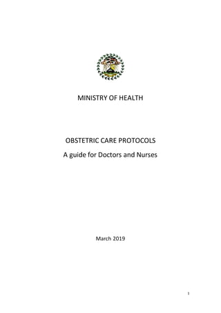1
MINISTRY OF HEALTH
OBSTETRIC CARE PROTOCOLS
A guide for Doctors and Nurses
March 2019
 
