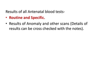 Ob Routine Lab Test Obstetrics History taking/ Examination | PPTX