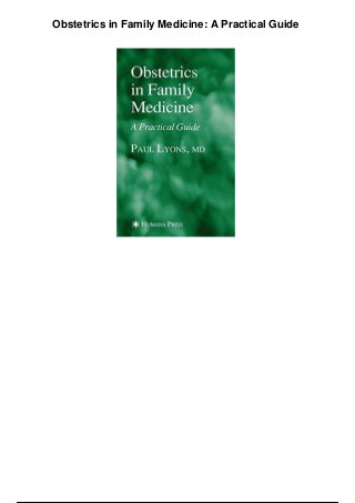 Obstetrics in Family Medicine: A Practical Guide
 