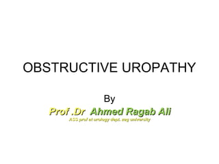 OBSTRUCTIVE UROPATHY
By
Prof .DrProf .Dr Ahmed Ragab AliAhmed Ragab Ali
ASS prof at urology dept. zag universityASS prof at urology dept. zag university
 