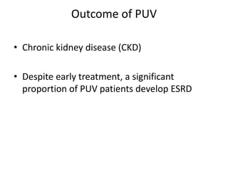 Outcome of PUV
• Chronic kidney disease (CKD)
• Despite early treatment, a significant
proportion of PUV patients develop ESRD
 