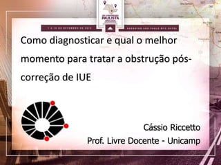 Como diagnosticar e qual o melhor
momento para tratar a obstrução pós-
correção de IUE
Cássio Riccetto
Prof. Livre Docente - Unicamp
 