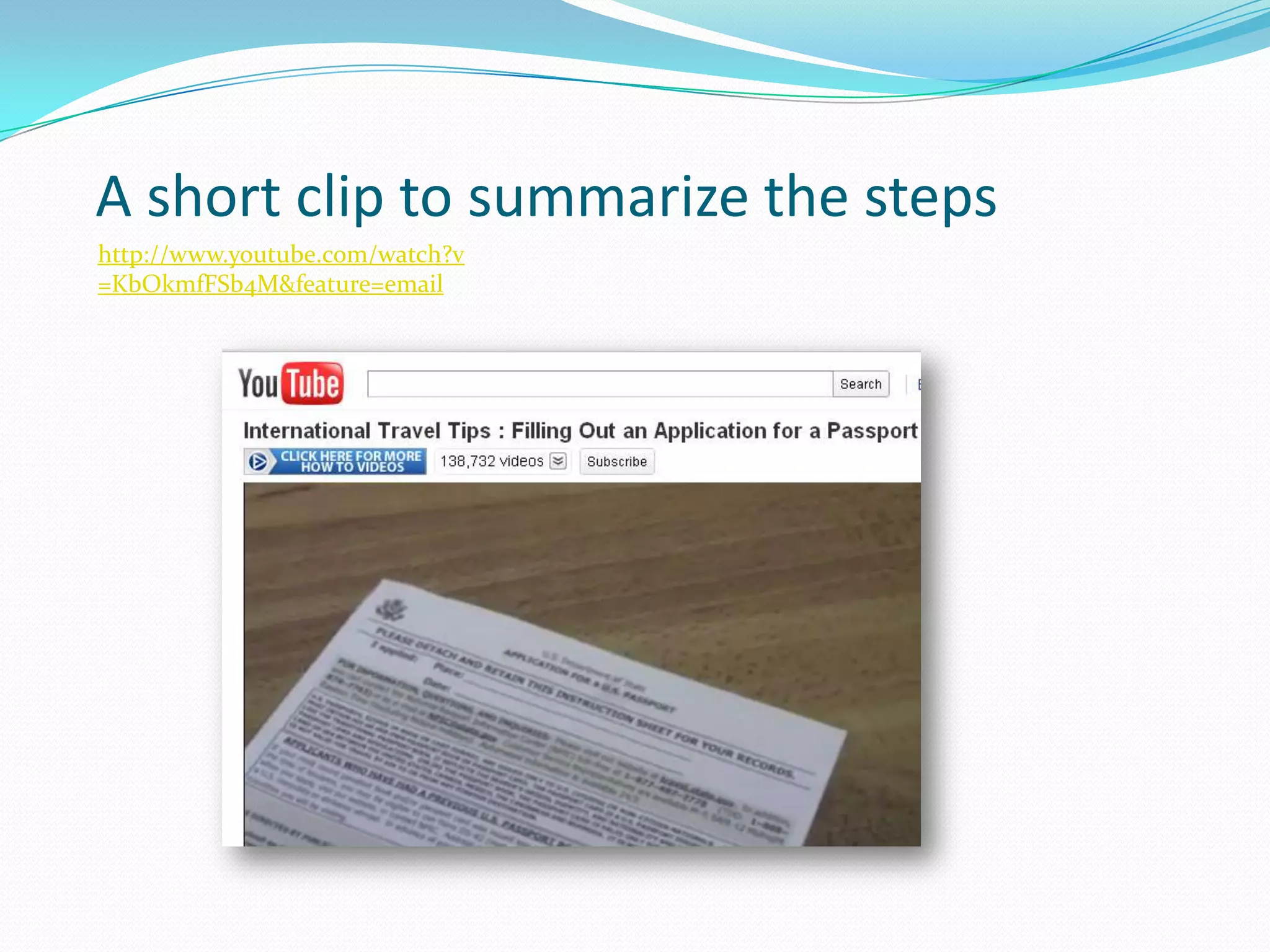 Steps 5-75. Submit a photo ID8 ½” by 11” paper6. Pay fee$165 for adults7. 2 identical passport photoObtain from most local convenience store