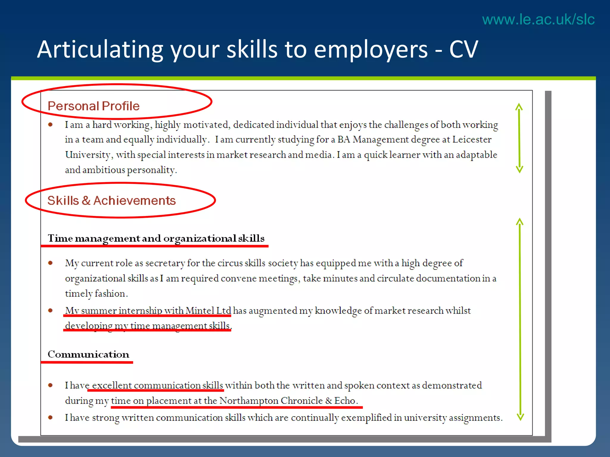 Articulating your skills to employers - CV 