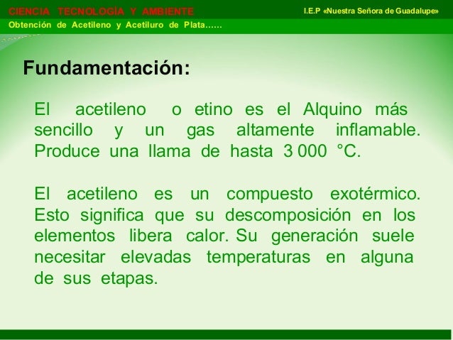 Obtención de acetileno y acetiluro de plata