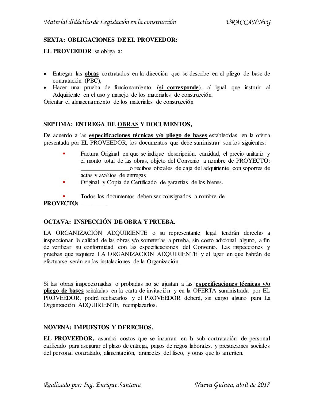 Obtención de permisos para construir y contratos URACCAN NvG