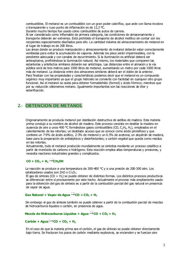 Obtencion De Metanol A Partir De Gas Natural Varios Gas