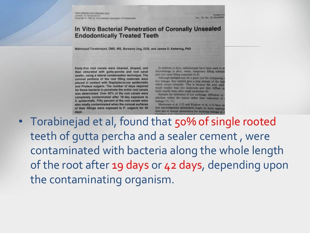 Obturation and the Importance of Coronal Seal