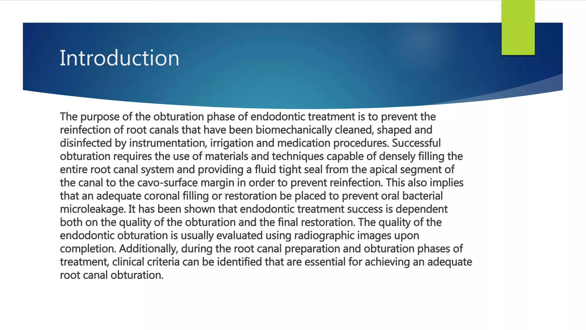 Obturation of root canal systems | PPTX