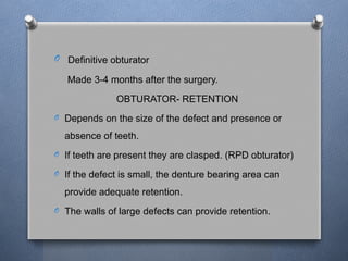 OBTURATORS in maxillofacial removable Prosthodontics | PPTX