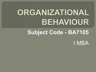 Subject Code - BA7105
I MBA
 