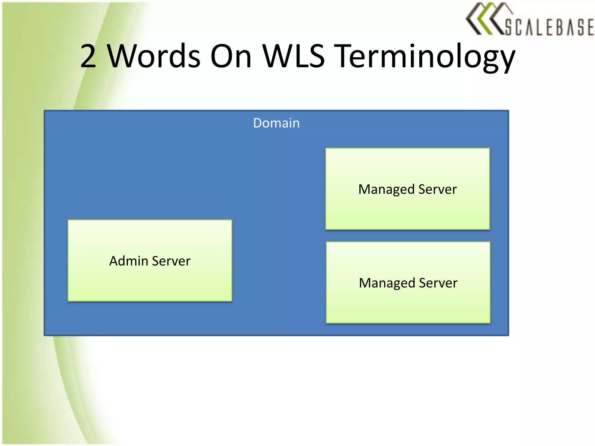 2 Words On WLS TerminologyDomainManaged ServerAdmin ServerManaged Server