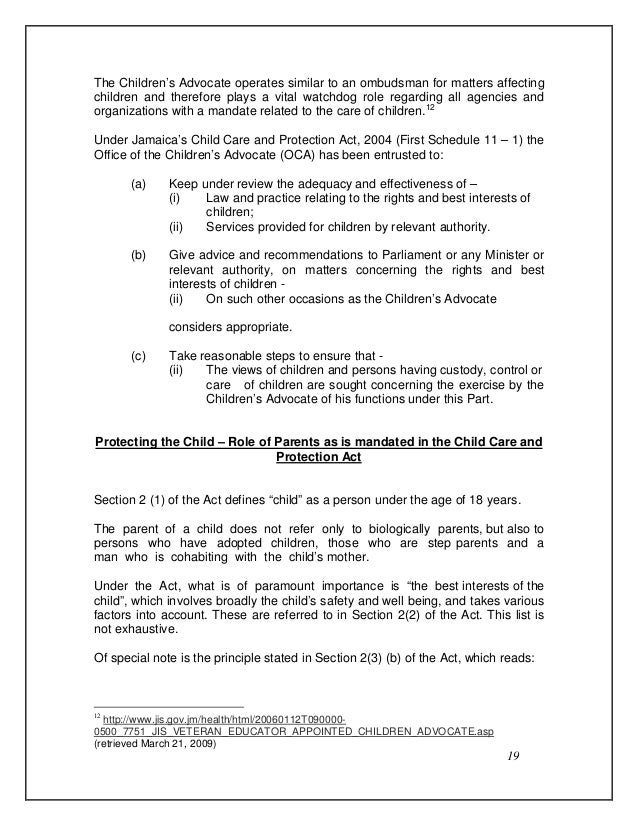 Jamaica A Study Of Foster Care In Jamaica - 