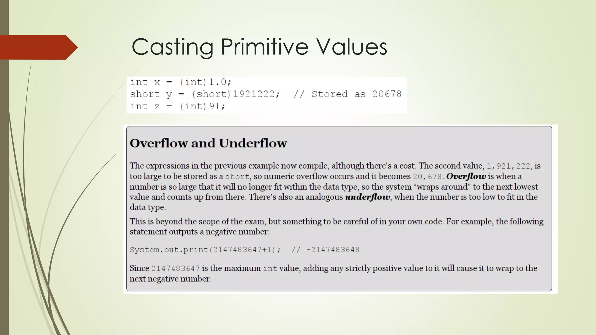 Casting Primitive Values
 