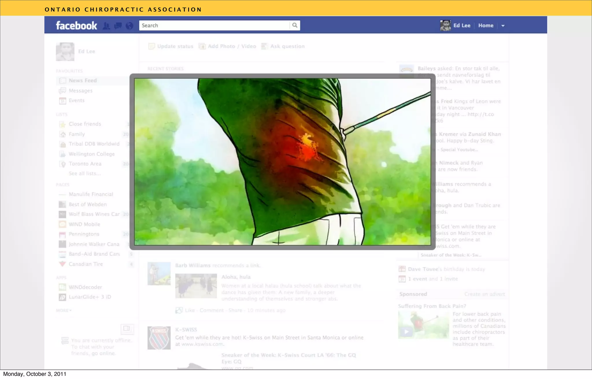 ONTARIO CHIROPRACTIC ASSOCIATION




                                                  v




Monday, October 3, 2011
 