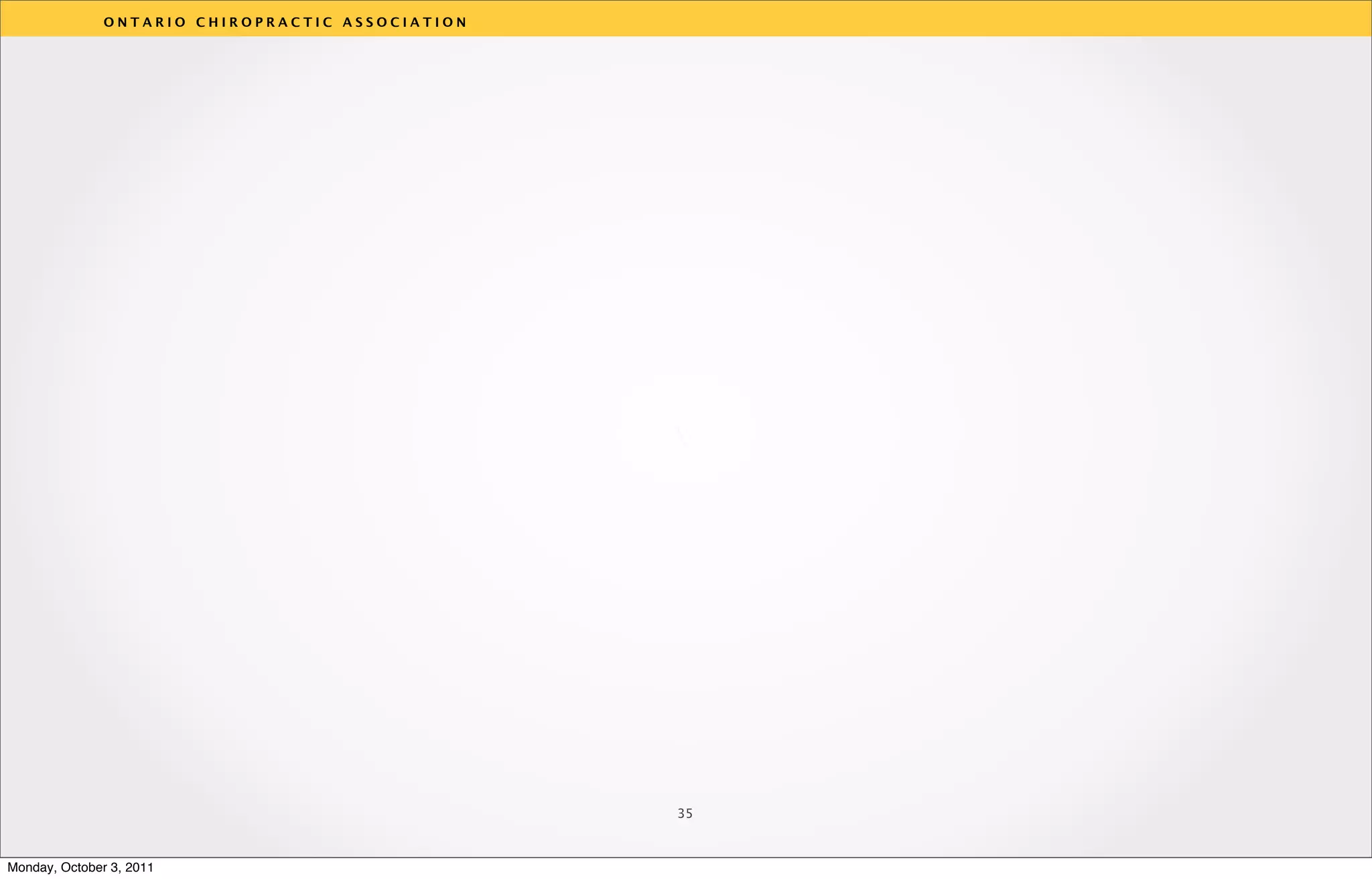 ONTARIO CHIROPRACTIC ASSOCIATION




                                                  v




                                                  35



Monday, October 3, 2011
 