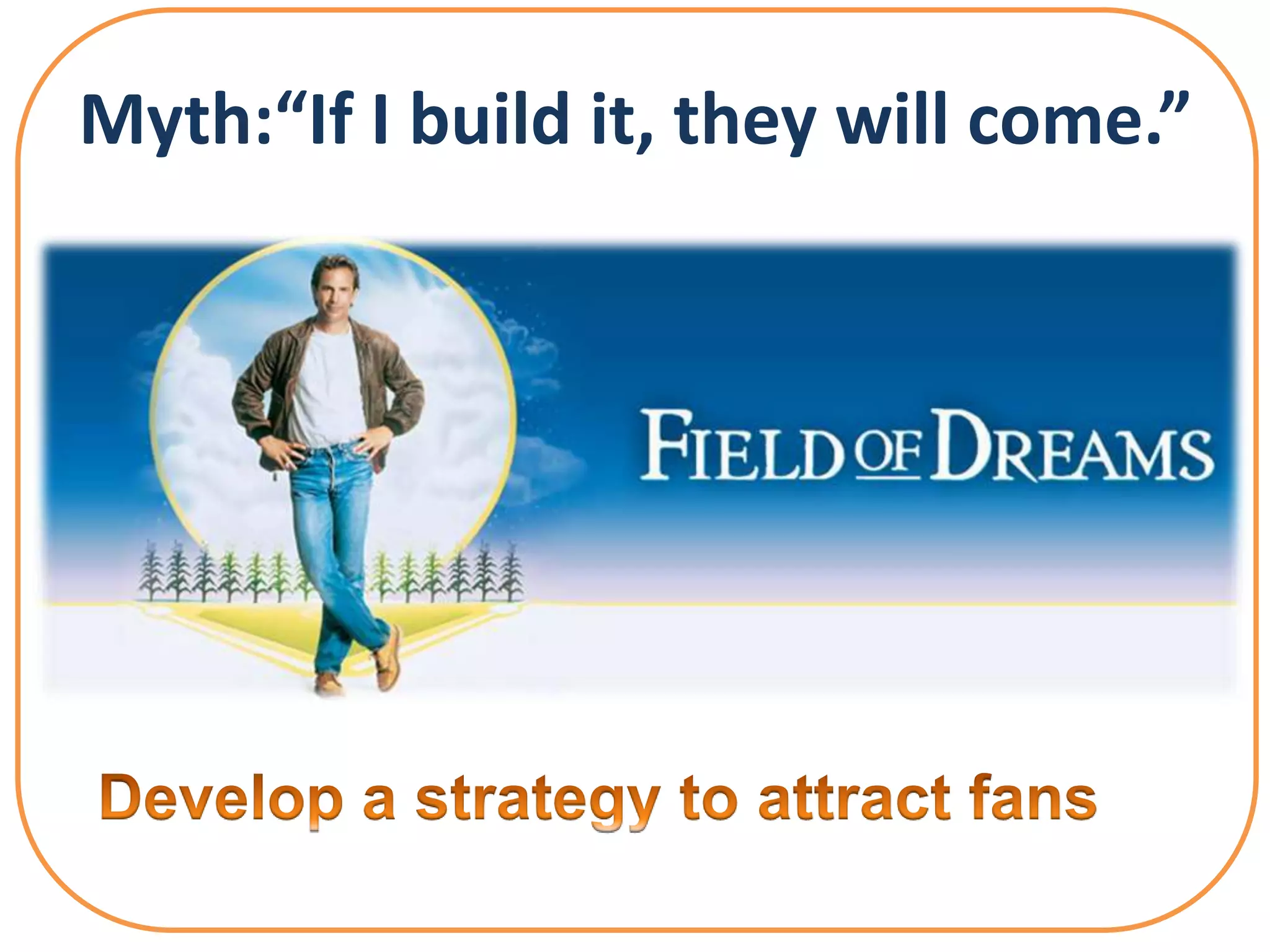 Myth:“If I build it, they will come.”
 