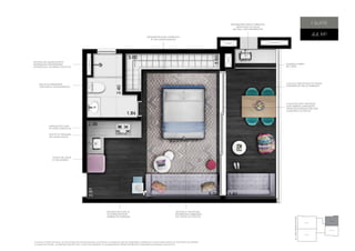 1 suíte 
44 M2 
sistem a de aque cimento 
ENTREGUE fun cion ando 
através de caldeira coletiva 
bacia do banheiro 
com dup lo acion amento 
infr aestrutur a comp let a 
p/ ar-condi cion ado 
infr aestrutur a 
p/ coifa com duto 
ponto p/ máquin a 
de lavar louça 
infr aestrutur a p/ medi ção 
indi vidu al de águ a 
no hall dos pavimentos 
guarda-corpo 
de vidro 
infr aestrutur a p/ 
automaÇão/som 
ambiente /câmer as 
anten a e te lefoni a 
entregues cabe adas 
em todos os pontos 
ponto de águ a 
p/ geladeira 
caixilho pro jet ado p/ maior 
integr ação sala/terr aço 
FINAL 01 
FINAL 02 
FINAL 03 
FINAL 04 
AL . DOS maracatins 
Plant a ilustr ati va FINAL 03 com sugestão de de cor ação . Os móveis e utensí lios são de dimens ões comer ciais e não fazem parte do contr ato de compr a 
e vend a do im óvel. As medid as são de face a face das paredes . Os acabamentos serão entregues conforme o Memori al Des criti vo. 
caixilhos sem tr avess a 
com vidros lamin ados 
propor cion ando me lhor 
conforto acústi co 
 