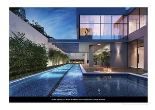 Piscina com raia de 25 metros em ambiente sofisticado e elegante, com spa integrado. 
perspe c ti v a i l ustr a d a d a pis c in a 
 