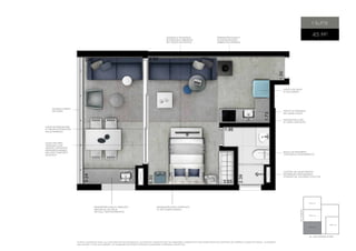Plant a ilustr ati va fin al 03 com sugestão de de cor ação . Os móveis e utensí lios são de dimens ões comer ciais e não fazem parte do contr ato de compr a e vend a do im óvel. As medid as 
são de face a face das paredes . Os acabamentos serão entregues conforme o Memori al Des criti vo. 
1 suíte 
45 M2 
ponto de águ a 
p/ geladeira 
ponto p/ máquin a 
de lavar louça 
infr aestrutur a 
p/ coifa com duto 
bacia do banheiro 
com dup lo acion amento 
fin al 01 
fin al 02 
fin al 03 
fin al 04 
av. moema 
al. dos maracatins 
infr aestrutur a comp let a 
p/ ar-condi cion ado 
infr aestrutur a p/ medi ção 
indi vidu al de águ a 
no hall dos pavimentos 
guarda-corpo 
de vidro 
caixilho pro jet ado 
p/ maior integr ação 
sala/terraço 
caixilhos sem 
travessa com 
vidros lamin ados 
propor cion ando 
me lhor conforto 
acústi co 
anten a e te lefoni a 
entregues cabe adas 
em todos os pontos 
infr aestrutur a p/ 
automaÇão/som 
ambiente /câmer as 
sistem a de aque cimento 
ENTREGUE fun cion ando 
através de caldeira coletiva 
 