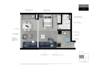 Plant a ilustr ati va fin al 02 com sugestão de de cor ação . Os móveis e utensí lios são de dimens ões comer ciais e não fazem parte do contr ato de compr a e vend a do im óvel. As medid as 
são de face a face das paredes . Os acabamentos serão entregues conforme o Memori al Des criti vo. 
1 suíte 
45 M2 
infr aestrutur a comp let a 
p/ ar-condi cion ado 
infr aestrutur a p/ 
autom aÇão /som ambiente /câmer as 
infr aestrutur a p/ medi ção 
indi vidu al de águ a 
no hall dos pavimentos 
guarda-corpo 
de vidro 
caixilho pro jet ado 
p/ maior integr ação 
sala/terraço 
anten a e te lefoni a 
entregues cabe adas 
em todos os pontos 
sistem a de aque cimento 
ENTREGUE fun cion ando 
através de caldeira coletiva 
bacia do banheiro 
com dup lo acion amento 
infr aestrutur a 
p/ coifa com duto 
ponto p/ máquin a 
de lavar louça 
ponto de águ a 
p/ geladeira 
fin al 01 
fin al 02 
fin al 03 
fin al 04 
av. moema 
al. dos maracatins 
caixilhos sem 
travessa com 
vidros lamin ados 
propor cion ando 
me lhor conforto 
acústi co 
 