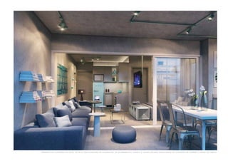 P erspe c ti va i l ustr a d a do a pto . de 4 5 m 2 c om sugestão de de c or a ç ão . O s a c a b a mentos , m ó v eis e utensí l ios não fa z em p a rte do c ontr ato de c ompr a e v end a do im ó v e l . 
 