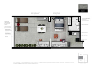 Plant a ilustr ati va fin al 02, com sugestão de de cor ação . Os móveis e utensí lios são de dimens ões comer ciais e não fazem parte do contr ato de compr a e vend a do im óvel. As medid as são de face a face 
das paredes . O s acabamentos serão entregues conforme o M emori al D es criti vo. 
TERRAÇO 
1 suíte 
65 M2 
fin al 01 
fin al 02 
fin al 03 
ponto p/ máquin a 
DE lavar louça 
fin al 04 
AV. moema 
AL . DOS maracatins 
caixilhos sem 
travessa com 
vidros lamin ados 
propor cion ando 
me lhor conforto 
acústi co 
caixilho pro jet ado 
p/ maior integr ação 
sala/terraço 
infr aestrutur a 
completa 
p/ ar-condi cion ado 
infr aestrutur a p/ 
automaÇão/som 
ambiente /câmer as 
guarda-corpo 
de vidro 
sistem a de aque cimento 
ENTREGUE 
fun cion ando 
através de caldeira 
coletiva 
bacia do banheiro 
com dup lo acion amento 
infr aestrutur a 
p/ coifa com duto 
ponto de águ a 
p/ geladeira 
anten a e te lefoni a 
entregues cabe adas 
em todos os pontos 
infr aestrutur a p/ medi ção 
indi vidu al de águ a 
no hall dos pavimentos 
 