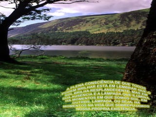 HÁ OUTROS EM QUE, EMBORA NÃO TÃO FORTES COMO A LUZ DO SOL, TAMBÉM SOMOS RELEVANTES COMO A FRACA LUZ DA LÂMPADA. O IMPORTANTE NÃO É A INTENSIDADE DA LUZ, MAS A PROPOSTA DE REALIZAR SEMPRE. PARA SABER SE ESTAMOS NO CAMINHO CERTO, BASTA UMA PERGUNTA: PARA ONDE QUEREMOS IR? PARA QUEM NÃO SABE ONDE QUER CHEGAR, QUALQUER CAMINHO SERVE. 